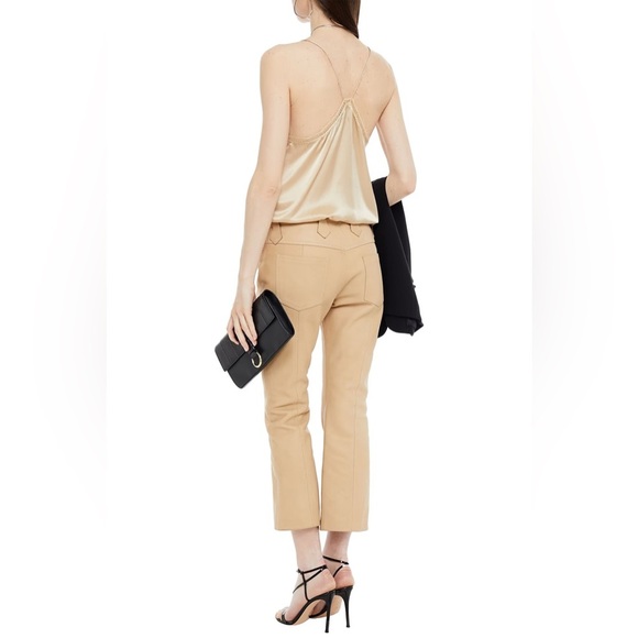 NWT Saint Laurent Leather Kick Flare Pants Beige FR36 - Picture 5 of 16